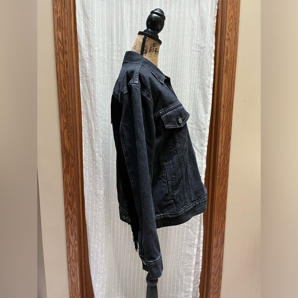 Levi’s Ex-Boyfriend Fringe Trucker Jacket size L - Picture 6 of 12